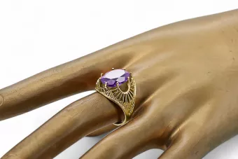 Олександрит 14K Жовте золото Каблучка Вінтаж прикраси vrc003y